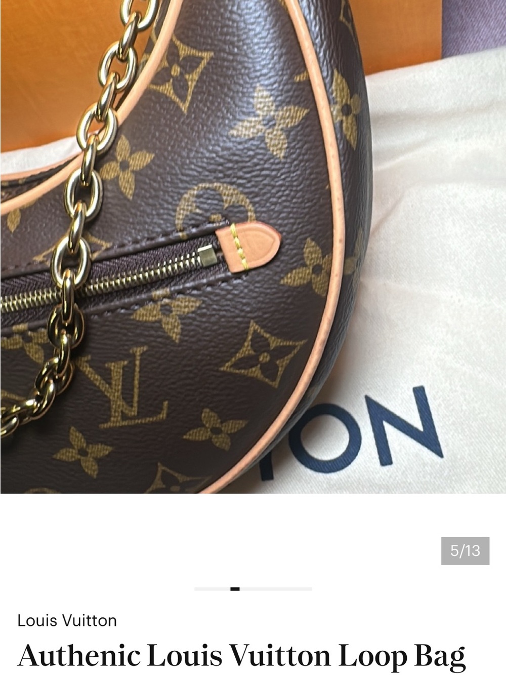 Authenic Louis Vuitton Monogram Loop Pm Shoulder Bag with Gold Chain - Picture 13 of 13